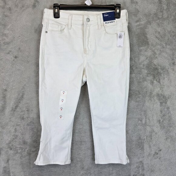 Old Navy High-Rise Capri Jeans Womens 4 White Rockstar Stretch Denim Skinny Leg - Picture 1 of 16